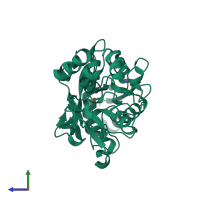 PDB entry 1oqh coloured by chain, side view.