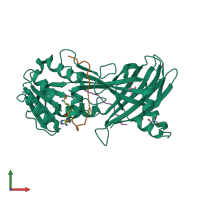 PDB entry 1or8 coloured by chain, front view.