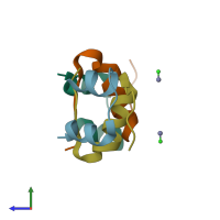 PDB entry 1os3 coloured by chain, side view.