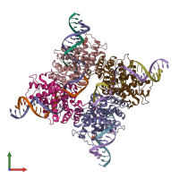 PDB entry 1ouq coloured by chain, front view.