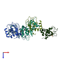 PDB entry 1oy7 coloured by chain, top view.