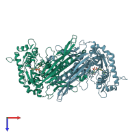 PDB entry 1p1i coloured by chain, top view.