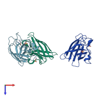 PDB entry 1p1v coloured by chain, top view.