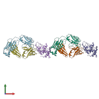 PDB entry 1p2c coloured by chain, front view.