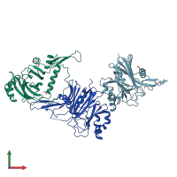 PDB entry 1p35 coloured by chain, front view.