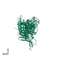 Early 35 kDa protein in PDB entry 1p35, assembly 1, side view.