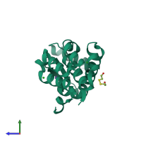 PDB entry 1p37 coloured by chain, side view.