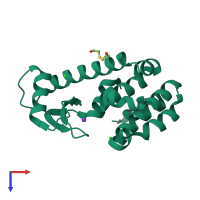 PDB entry 1p37 coloured by chain, top view.