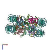 PDB entry 1p3f coloured by chain, top view.