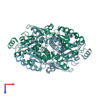 PDB entry 1p5h coloured by chain, top view.