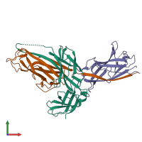 PDB entry 1p5u coloured by chain, front view.