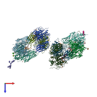 PDB entry 1p8j coloured by chain, top view.