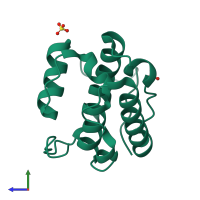 PDB entry 1pa7 coloured by chain, side view.