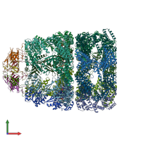 PDB entry 1pcq coloured by chain, front view.