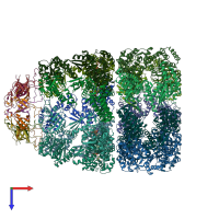 PDB entry 1pcq coloured by chain, top view.