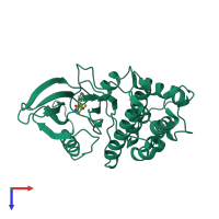 PDB entry 1pf8 coloured by chain, top view.