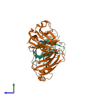 PDB entry 1pgw coloured by chain, side view.