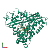 PDB entry 1phd coloured by chain, front view.