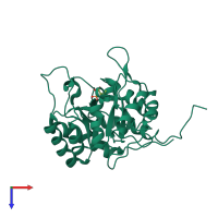 PDB entry 1phq coloured by chain, top view.