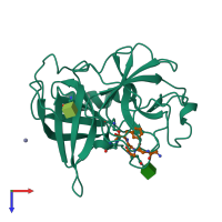 PDB entry 1pjp coloured by chain, top view.