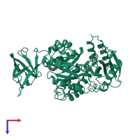 PDB entry 1pkn coloured by chain, top view.