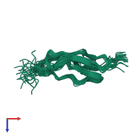 PDB entry 1ppq coloured by chain, ensemble of 20 models, top view.