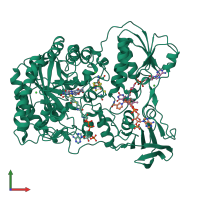 PDB entry 1ps9 coloured by chain, front view.