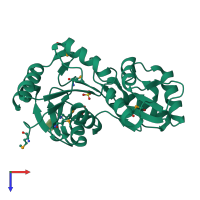 PDB entry 1pw5 coloured by chain, top view.