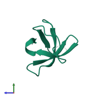 PDB entry 1pwt coloured by chain, side view.