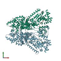 PDB entry 1pwv coloured by chain, front view.