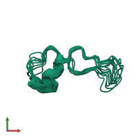 PDB entry 1pxq coloured by chain, ensemble of 8 models, front view.