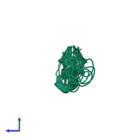 PDB entry 1pxq coloured by chain, ensemble of 8 models, side view.