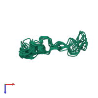 PDB entry 1pxq coloured by chain, ensemble of 8 models, top view.