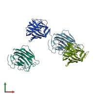 PDB entry 1pz8 coloured by chain, front view.