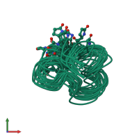 PDB entry 1q2j coloured by chain, ensemble of 20 models, front view.