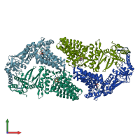 PDB entry 1q3q coloured by chain, front view.