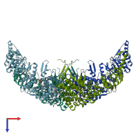 PDB entry 1q3q coloured by chain, top view.