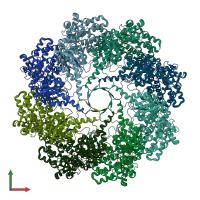 PDB entry 1q3s coloured by chain, front view.