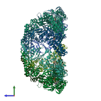 PDB entry 1q3s coloured by chain, side view.