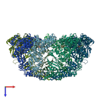 PDB entry 1q3s coloured by chain, top view.