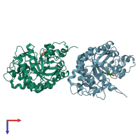 PDB entry 1q45 coloured by chain, top view.