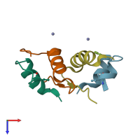 PDB entry 1q4v coloured by chain, top view.