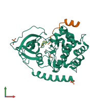 PDB entry 1q8t coloured by chain, front view.