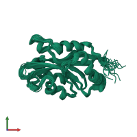 PDB entry 1q8x coloured by chain, ensemble of 20 models, front view.