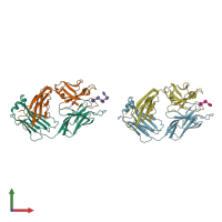 PDB entry 1q9w coloured by chain, front view.