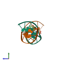 PDB entry 1qby coloured by chain, side view.