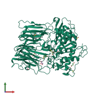 PDB entry 1qfm coloured by chain, front view.