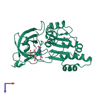 PDB entry 1qgy coloured by chain, top view.