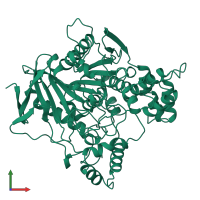 PDB entry 1qig coloured by chain, front view.