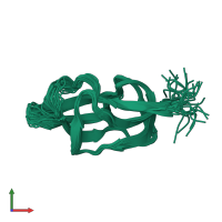 PDB entry 1qjo coloured by chain, ensemble of 30 models, front view.